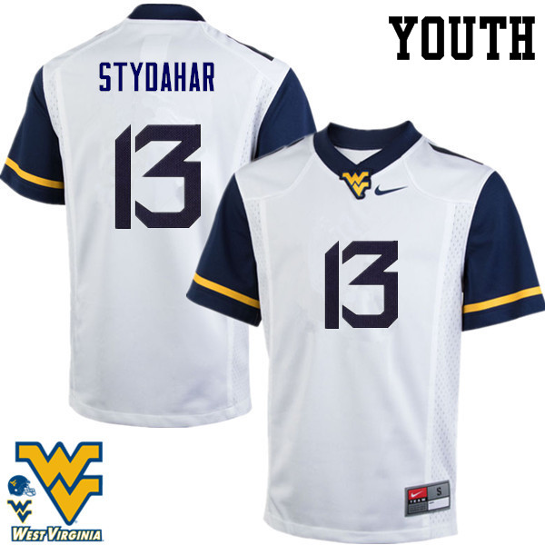 Youth #13 Joe Stydahar West Virginia Mountaineers College Football Jerseys-White - Click Image to Close